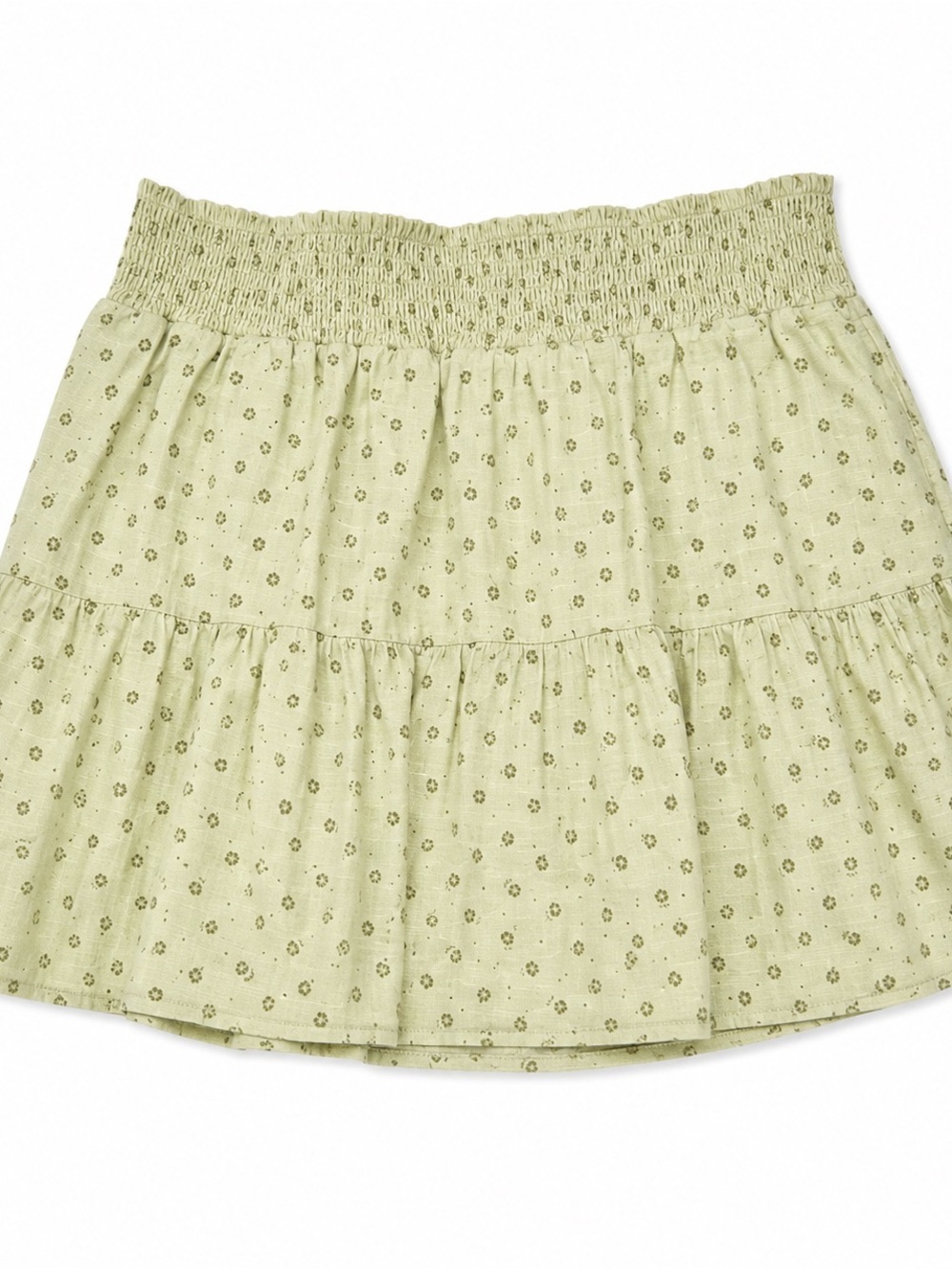 BP. Olive Floral Smocked Cotton Mini Skirt NWT XL